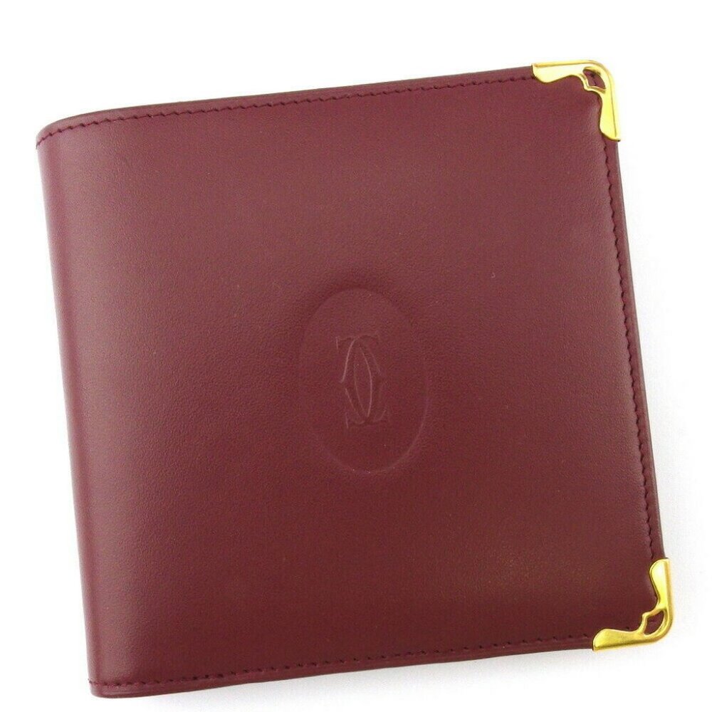 Authentic Cartier Wallets Mast Line Bordeaux Leat… - image 1